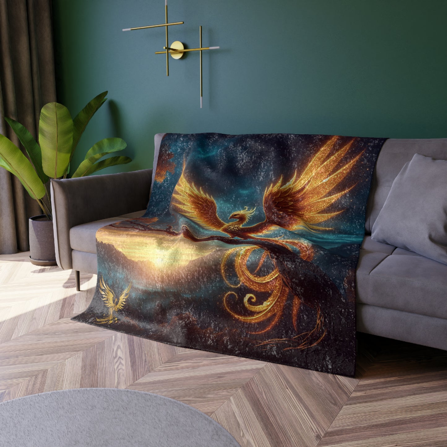 Phoenix Rising Crushed Velvet Blanket - Cozy Art for Home Decor