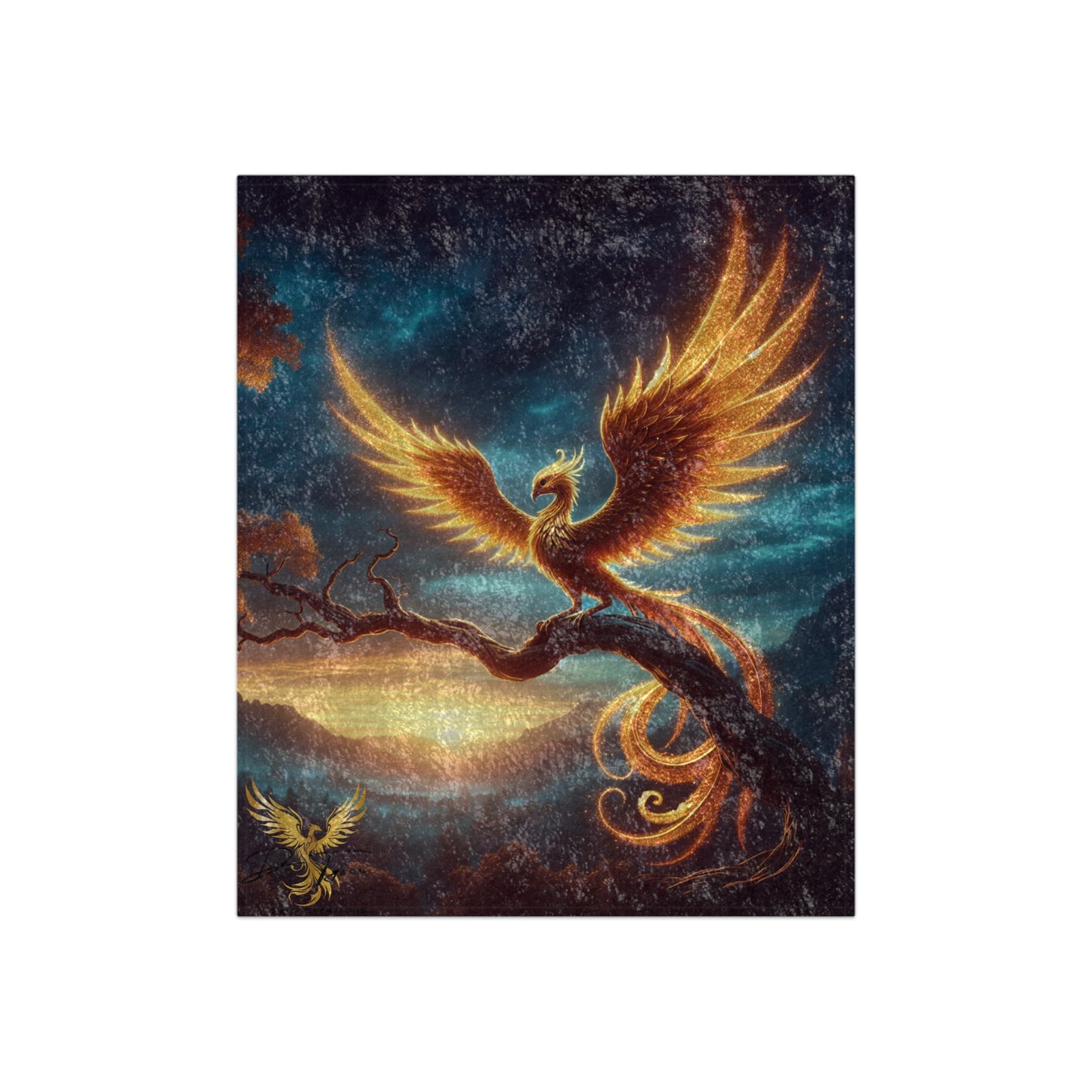 Phoenix Rising Crushed Velvet Blanket - Cozy Art for Home Decor