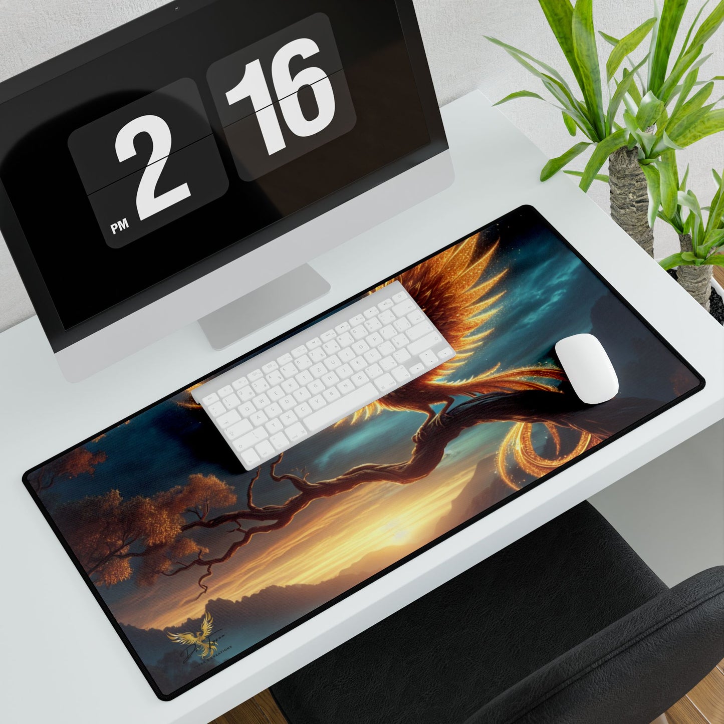 Phoenix Fantasy Desk Mat - Elegant Mouse Pad for Home Office & Gaming